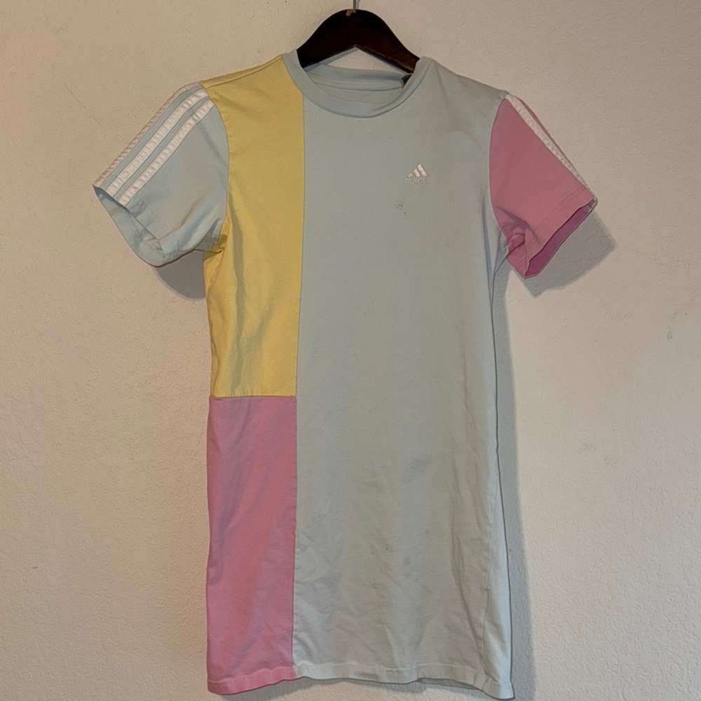 adidas Pastel Colorblock Dress - Blue, Yellow, Pink